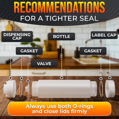 6 Pcs Condiment Squeeze Bottles 16 Oz - 9.2x2.44" Clear Bottles With Self-Closing Valve, Flexible, Easy to Clean and Fill - Dispenser for Sauces and Dressings