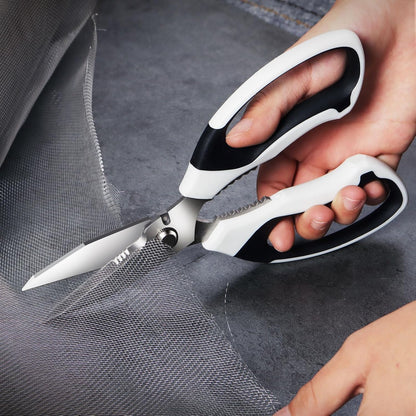 BoFuYuan Utility Scissors Heavy Duty: 8-Inch sharp Scissors All Purpose heavy duty, Serrated Blades Cut Carpet, Cardboard, Wire, Leather, Fabric, Multipurpose Shears for Kitchen, Garden, Office, Craft