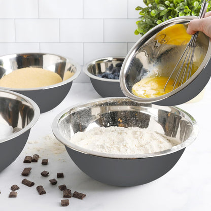 WHYSKO Meal Prep Stainless Steel Mixing Bowl (5-Piece Set) Home, Refrigerator, and Kitchen Food Storage Organizers | Ecofriendly, Heavy Duty, No Lids