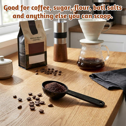 Small Scoops for Canisters, 5 Pack Plastic Coffee Measuring Scoop Table Spoons Measuring Spoon Short Handle Plastic Scoops for Coffee Loose Tea Protein Spices Other Dry Goods, Black 7g