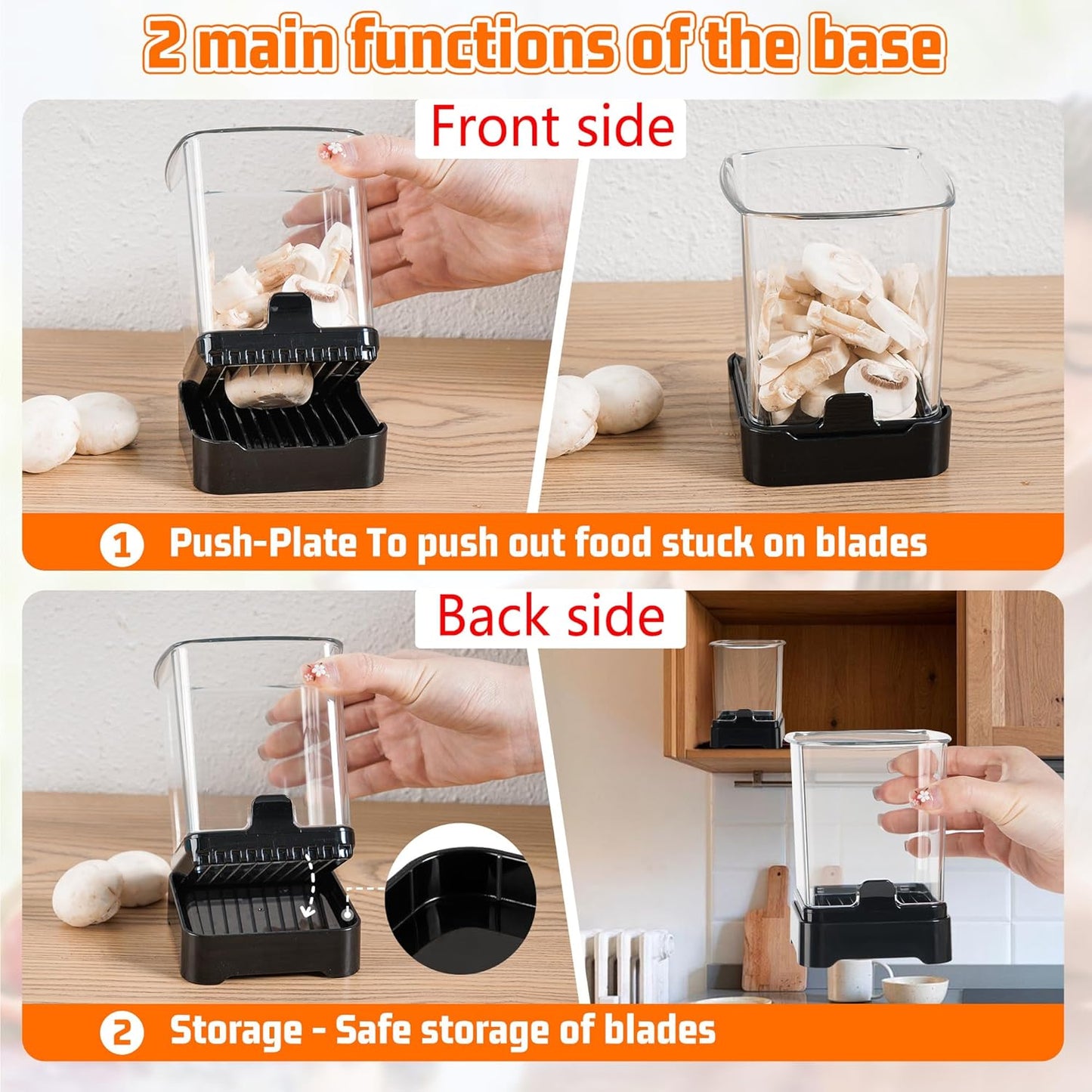 Fruit Slicer Cup for Strawberry, Banana, Hard-Boiled Egg - Detachable Cutter with Push Plate - 304 Stainless Steel Blade - Rapid & Safe Slicing Kitchen Gadget for Quick Meal Prep (Black)