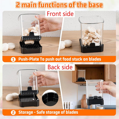 Fruit Slicer Cup for Strawberry, Banana, Hard-Boiled Egg - Detachable Cutter with Push Plate - 304 Stainless Steel Blade - Rapid & Safe Slicing Kitchen Gadget for Quick Meal Prep (Black)