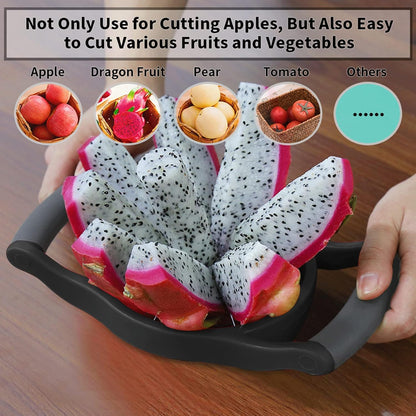 Newness Apple Cutter Slicer, 12-Slice Durable Heavy Duty Corer, Greatly Quicken Slicing Divider, Wedger, Fruits & Vegetables Slicer for Apple, Pear and More, Black