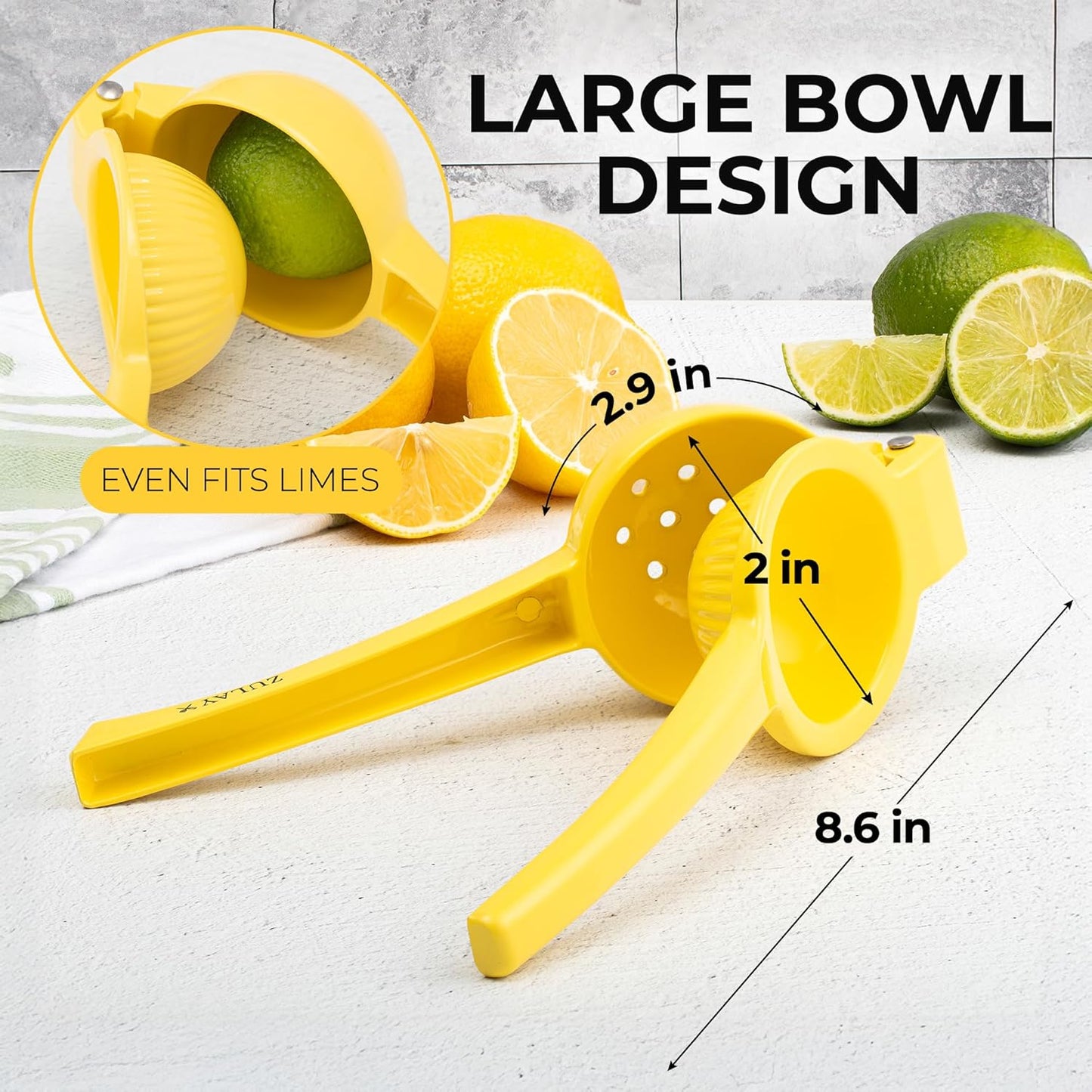 Zulay Kitchen Metal Lemon Squeezer - Handheld Lemon Juicer Squeezer - Easy to Use Citrus Juicer - Manual Press for Extracting the Most Juice Possible - Extracts Every Last Drop