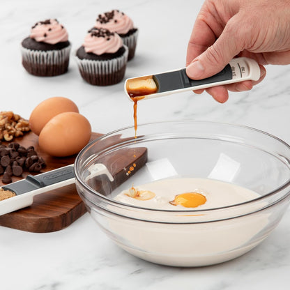 Prepworks Adjustable Measuring Cup & Spoons Set, Measures from 1/4tsp to 1 Cup, For Dry and Wet Ingredients, 3-Piece Set