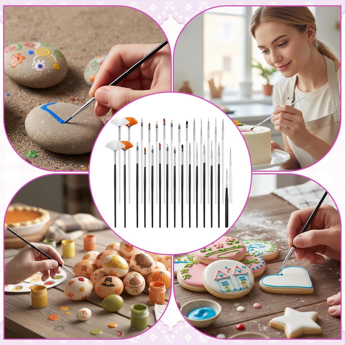 30PCS Food Safe Paint Brushes, Cookie Paint Brushes Cake Painting Brush Fondant Paints Brush Cake Decorating Painting Tool, Icing Pastry Brushs DIY Tool Set for Cupcakes Cookie Decorating Supplies