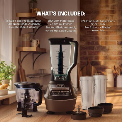 Ninja Kitchen System | All-in-One for Smoothies, Frozen Drinks, Veggie Chopper & More | With Full-Size Pitcher, 8 Cup Food Processor Bowl, (2) 18 oz. Cups, | 1200 Watt | Dark Grey | BR601AMZ