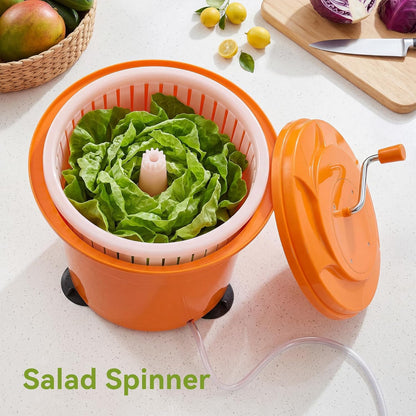 Commercial Salad Spinner, 6.6 Gal / 26.42 Qt Salad Spinner with 4.92 ft Drain Tube & Anti-Slip Feet, Large Manual Lettuce Spinner for Catering, Home, Farm