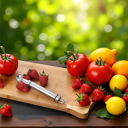 Stainless Steel Strawberry Huller and Tomato Stem Corer Tool Multi-Function Stainless Corer and Pitter Remover for Strawberry Gadgets Kitchen Tool Blade Craft Fruit Tools Fruit and Vegetable Corers