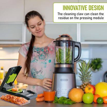 Vegetable Chopper with Container - Pro 12 in 1 Mandoline Slicer - Multifunctional Vegetable Dicer with Top Handle, Drain Basket, Egg Separator & 8 Versatile Blades - Manual Veggie Cutter for Kitchen