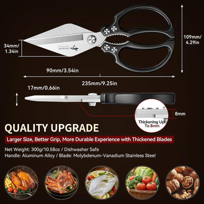 MAD SHARK Heavy Duty Kitchen Shears, Dishwasher Safe All Purpose Kitchen Scissors, Premium Sharp Poultry Shears for Turkey, Meat, Seafood, Vegetables, Stainless Steel Blades, Gifts for Men Women