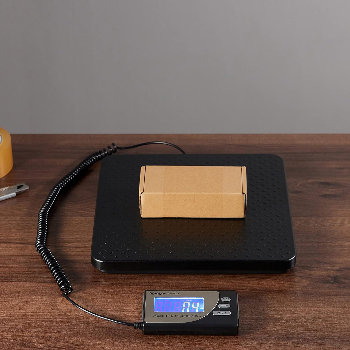 Amazon Basics Digital Postal Shipping Scale with Tare Function, AC Adapter, 65 lb Capacity, 0.1 oz Readability, LCD Display, Black
