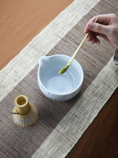 Artcome 4 Pcs Complete Matcha Ceremony Kit - Japanese Bowl With Pouring Spout, Whisk, Holder, Scoop - Tea Set for Making Usucha, Koicha and Latte (Green)