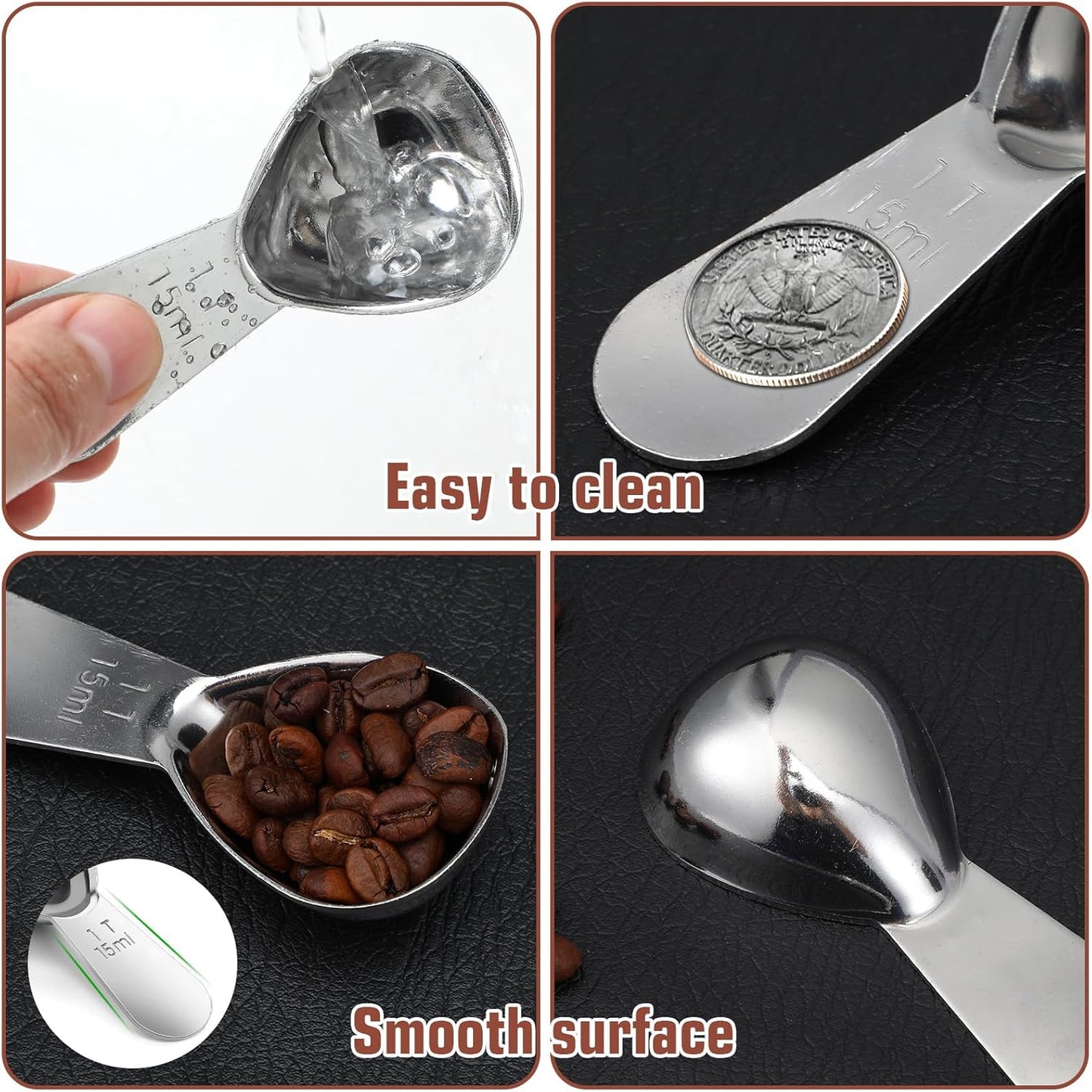 1 Tbsp Scoop Coffee Scoop, 1 Tablespoon Measuring Spoons(15ml), 18/8 Stainless Steel Short Handled Measure Scooper for Calculateing and Grinding Coffee Tea Sugar Christmas Kitchen Gift Jar Beans