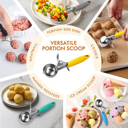 JUNADAEL J Portion Scoop, #20/2 OZ Ice Cream Scooper, Muffin Scoop, Disher, Yellow Handle, for Portion Control, Cookie Dough, Muffin, Cupcake Batter, Ice Cream, Mashed Potatoes