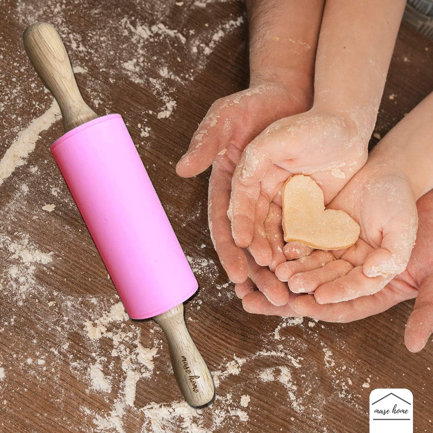 Mini Silicone Rolling Pin for Kids Baking – | Ideal for Toddlers, Playdough, Clay, Cookies & Pastry - 9" Small Size (Pink)