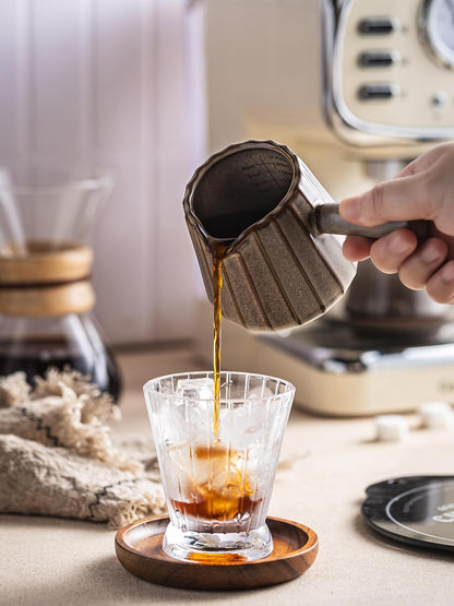 Espresso Cups Ceramic, 200ML Espresso Measuring Cup with Handle, Expresso Shots Cups with Scale, Espresso Accessories, White