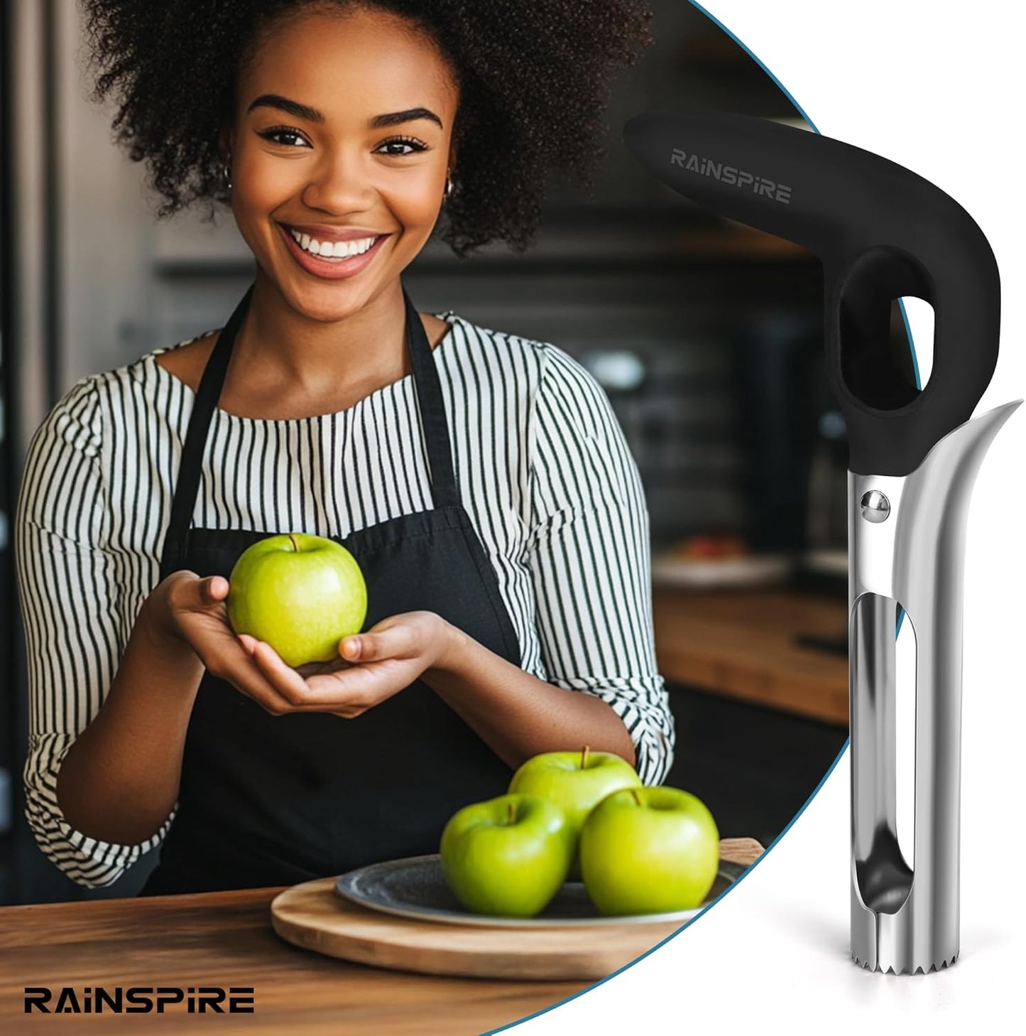 Rainspire Apple Corer Tool Kitchen Apple Core Remover Stainless Steel Comfortable Nonslip Handle, Dishwasher Safe, Red