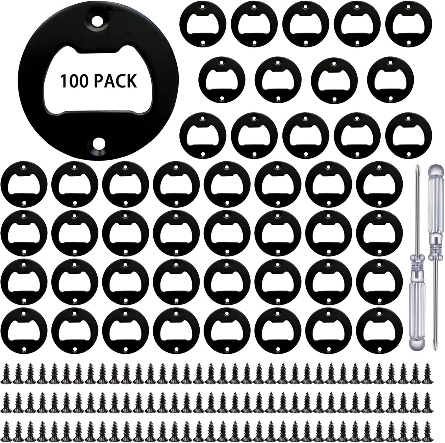 Bottle Opener Insert - 20 Sets Stainless Steel Inserts Kit with Screws Screwdriver for DIY Resin Mould Kit Hardware Parts Supply（black)