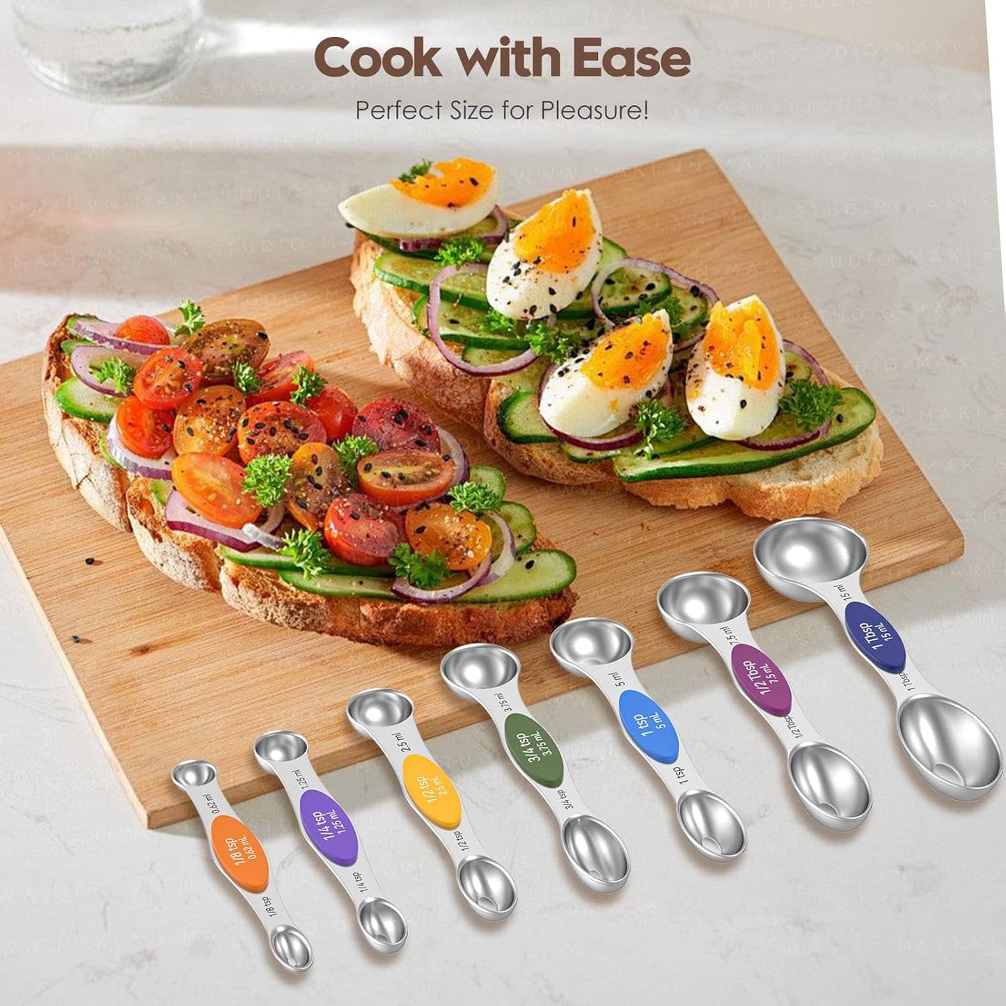 Magnetic Measuring Cups and Spoons Set - 304 Stainless Steel | Dual-sided Design | Set of 15 with Leveler | Strong N52 Magnetic Nesting Design | for Dry & Liquid Ingredients (Black)