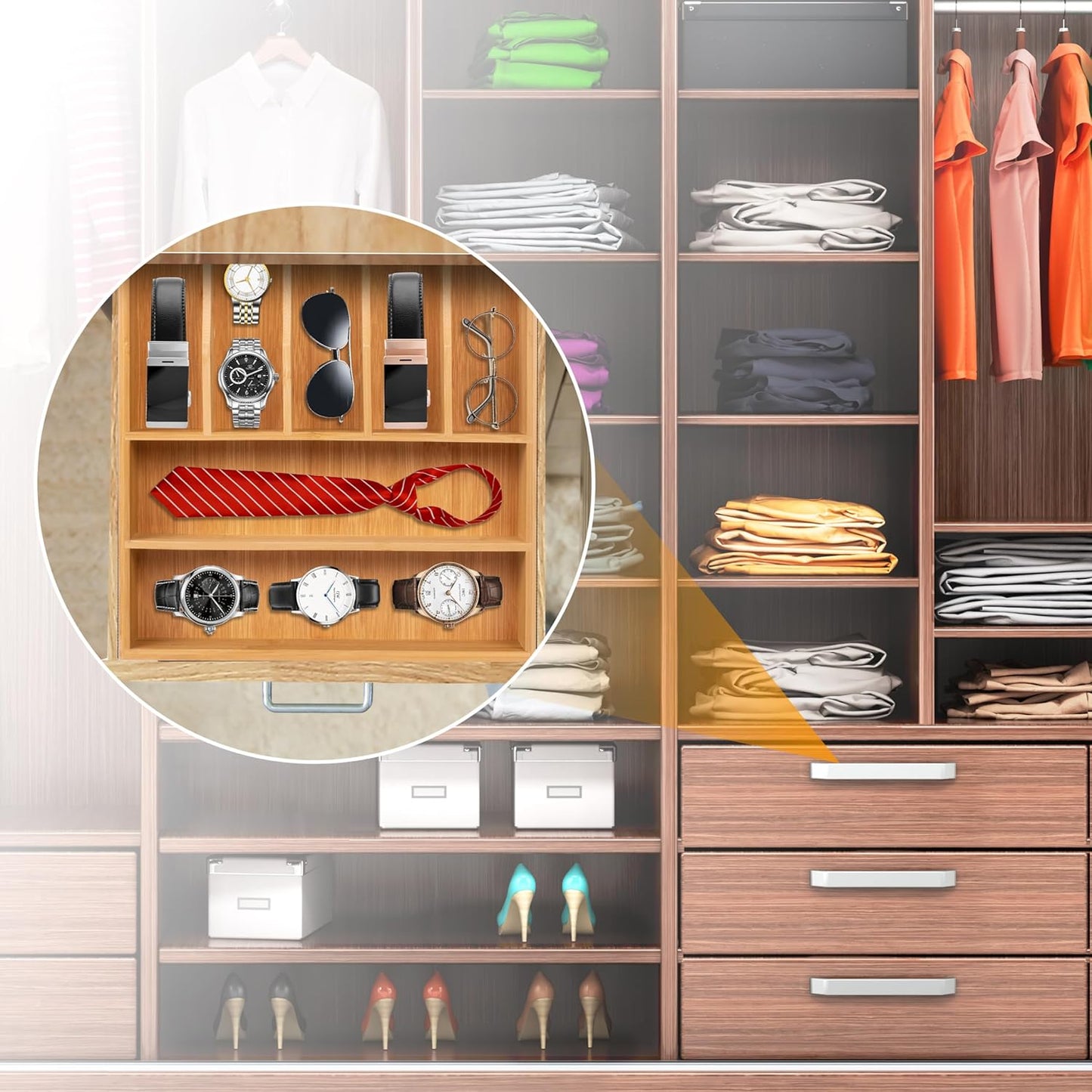 Bellsal Silverware Organizer Kitchen Drawer Organizer Expandable Bamboo Utensil Holder Cutlery Tray for Kitchen Utensil and Flatware Bedroom Office