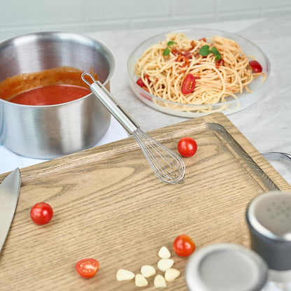 Restaurantware 10.5 in Stainless Steel Ball Whisk - German Standard Egg Beater with Ergonomic Handle, Dishwasher Safe - Manual Mixer Cooking Whisk for Baking, Stirring, Sauces, Beating