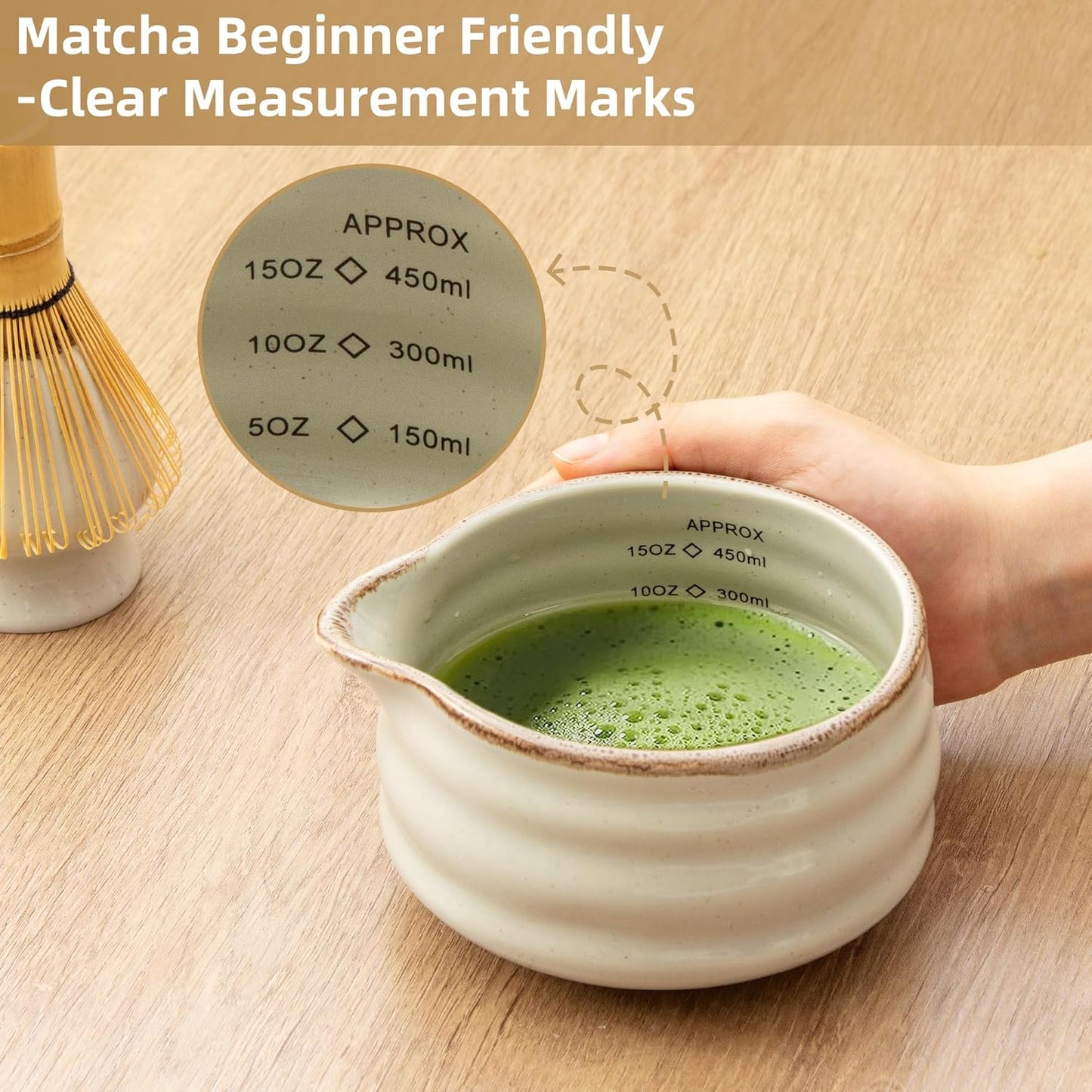 5pcs Premium Matcha Set,Ceramic Bowl with Spout and Bamboo Whisk set, Ceremonical Matcha Kit for breakfast/latte,Tea Starter Making Kit,Unique Matcha Gift set (pink love)