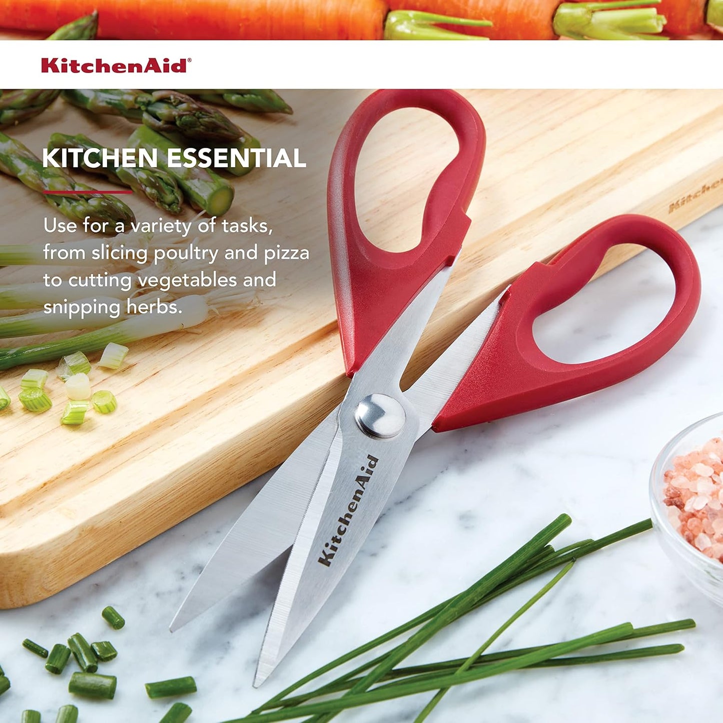 KitchenAid Multipurpose Shear Set, Versatile Scissors with Nutcracker, Bottle Opener, Ergonomic Handles with Protective Blade Covers, 2 Piece