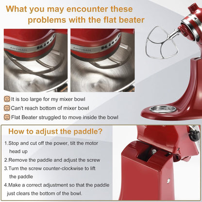 Flat Beater for KitchenAid 5-6 Quart Bowl-Lift Stand Mixer, Stainless Steel Paddle Attachments Fits for Kitchenaid Professional 5 Plus and 600 Seris Mixer, Mixing Accessories, Dishwasher Safe