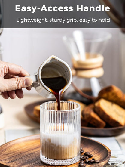 Espresso Cups Ceramic, 200ML Espresso Measuring Cup with Handle, Expresso Shots Cups with Scale, Espresso Accessories, White