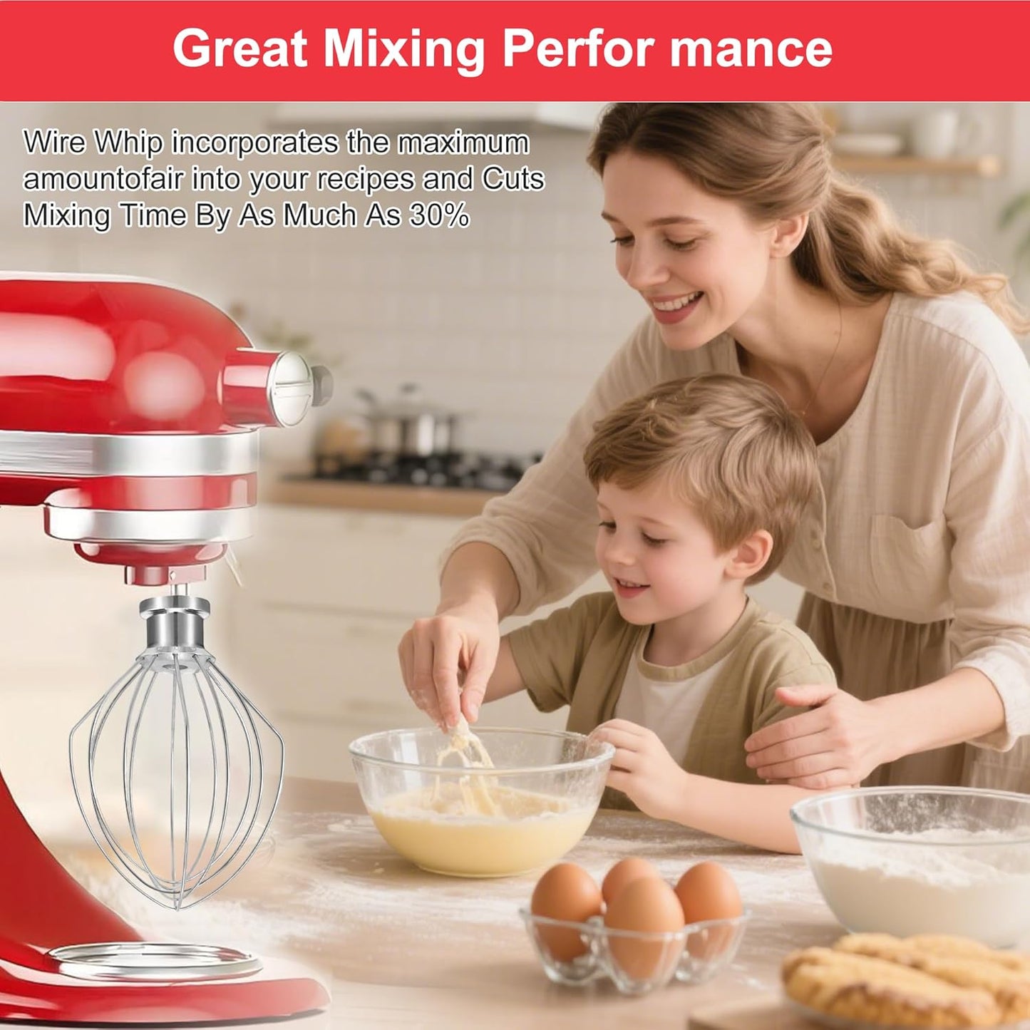 Stainless Steel Accessories for KitchenAid 4.5-5 Qt Tilt-Head Mixer, K45 Whisk, Flat Beater and Dough Hook for 5 Quart Mixing Bowl, Fits KSM45, KSM90, KSM150, Dishwasher Safe, Heavy Duty