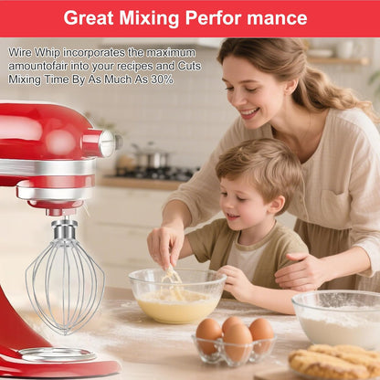Stainless Steel Accessories for KitchenAid 4.5-5 Qt Tilt-Head Mixer, K45 Whisk, Flat Beater and Dough Hook for 5 Quart Mixing Bowl, Fits KSM45, KSM90, KSM150, Dishwasher Safe, Heavy Duty