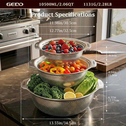 GEDO Stainless Steel 4 Piece Mixing Bowls Set, SUS316 Metal Nesting Bowls, Silver, Kitchen Food Prep Serving Bowls (7.07/8.64/10.21/11.79 in)