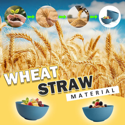 Wheat Straw Bowls Set with Lids, Unbreakable 40 OZ Cereal Bowls Set of 4, Salad Container for Lunch, Microwave & Dishwasher Safe Bowl Set for Kitchen, Picnic, RV, Camping, Multi