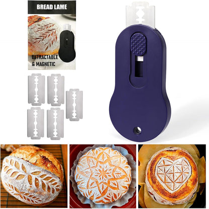 XANGNIER Extractable & Magnetic Bread Lame Dough Scoring Tool,Sourdough Scoring Tools,Bread Dough Cutter Slashing Razor Tool,5 Razor Blades,Bread Baking & Making Tools Supplies Accessories