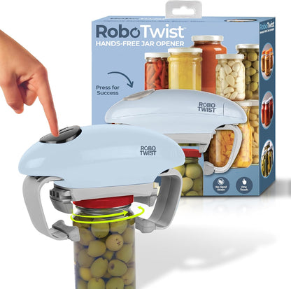 Robotwist Higher Torque Electric Jar Opener for Weak Hands, Automatic Lid Opener for Seniors with Arthritis, One Touch Battery Operated, Hands-Free, Fits 1.2-3.5" Jars, Deluxe Model, Sage Green