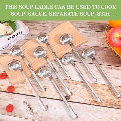8pcs Stainless Steel Ladle 2 Oz Soup Ladle 10" long Spoon Heavy-Duty Metal Spoon Sets big spoons for cooking Serving Soups, Gravy, Portioning, Stirring