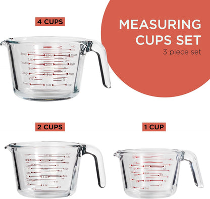 COOK WITH COLOR Glass Measuring Cups - Ideal for Cooking and Baking, Green