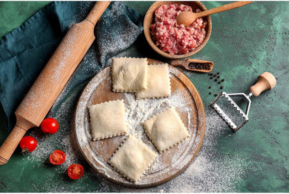 Fantes Ravioli Maker Stamp Set, Round Stamp with Wooden Handle and Fluted Edge, 2.5-Inch, The Italian Market Original since 1906