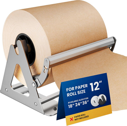 DIY Crew 12 Inch Paper Roll Dispenser and Cutter - Heavy-Duty Wall Mountable, Non Slip Tabletop - Kraft, Freezer, Butcher Paper - Up to 1000ft Rolls