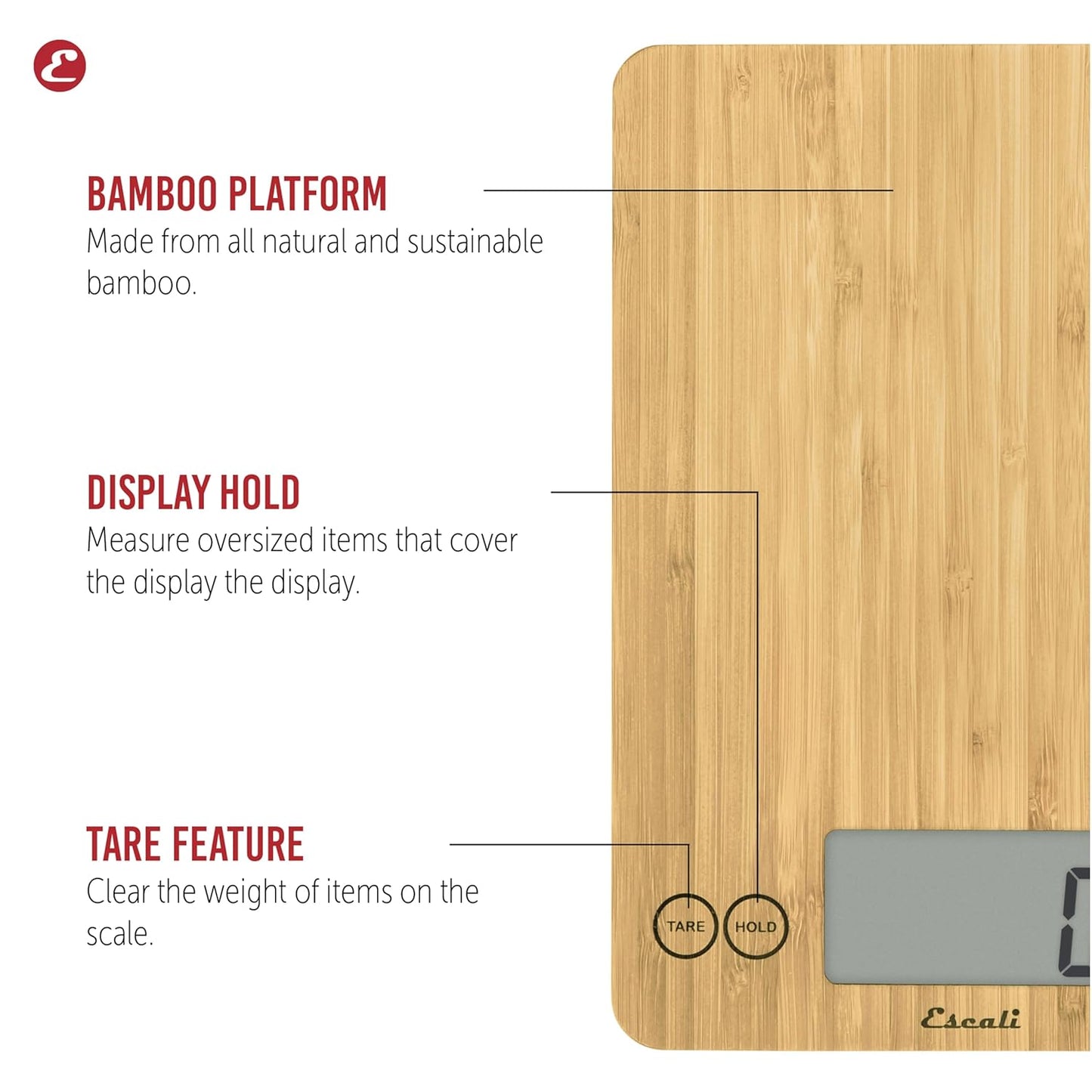 Escali Arti Glass Food Scale Digital Countertop Kitchen, Baking and Cooking Scale with Nutrition and Calorie Counter, 15-Pound Capacity, 9" x 6.5" x .75", Gray Storm