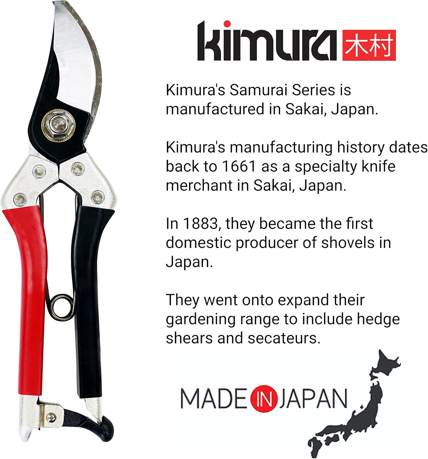 Kimura® 8" Pro Pruning Scissors, Premium Japanese SK5 Hi-Carbon Steel Blades, Non-Slip Vinyl Coated Handles, Lightweight & Ergonomic, Multi-Tasking Pruning Shears, Garden Snips, Precision Clippers