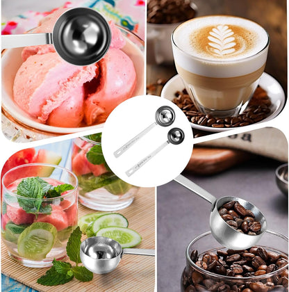 2Pcs Coffee Scoop,Long Handle Measuring Spoon15 Ml and 30 Ml Stainless Steel Coffee Scoop Set for Latte Beans Ground Espresso Espresso Protein Powders Tea Sugar