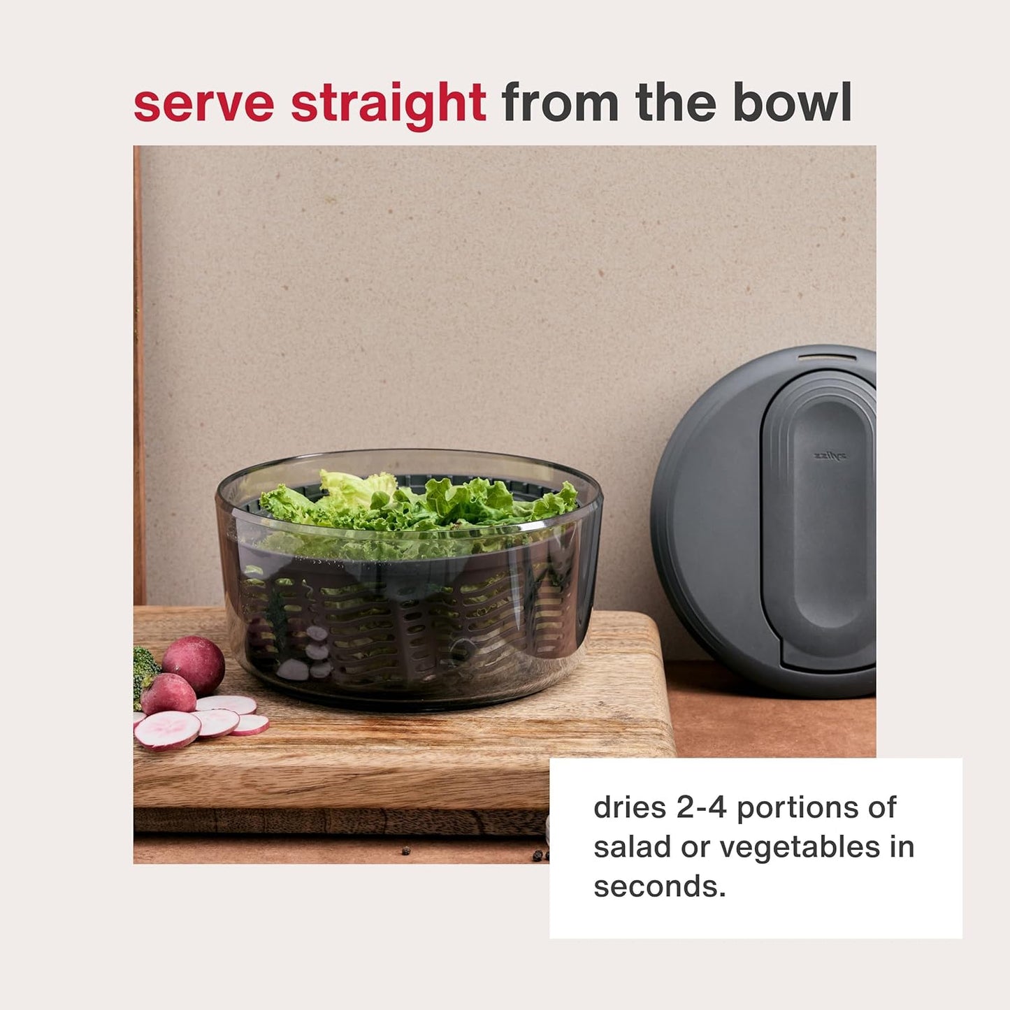Zyliss Swift Dry Stainless Steel Salad Spinner - Fruit Cleaner & Lettuce Spinner with Push Pump - Non-Slip Bowl - Dishwasher Safe - Small