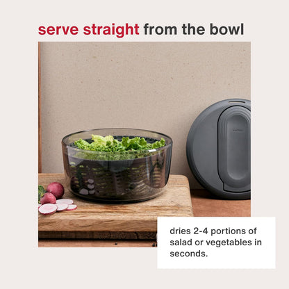 Zyliss Swift Dry Stainless Steel Salad Spinner - Fruit Cleaner & Lettuce Spinner with Push Pump - Non-Slip Bowl - Dishwasher Safe - Small