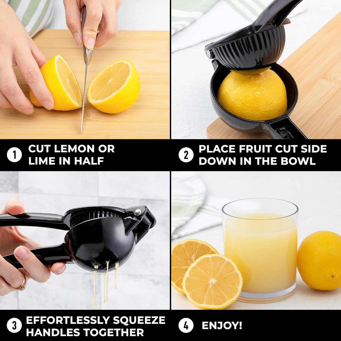 Zulay Kitchen Metal Lemon Squeezer - Handheld Lemon Juicer Squeezer - Easy to Use Citrus Juicer - Manual Press for Extracting the Most Juice Possible - Extracts Every Last Drop