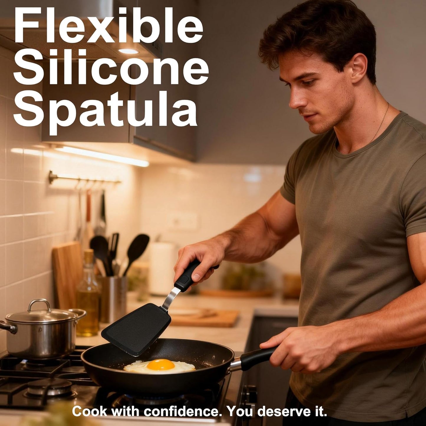 Silicone Spatula Set, Spatulas Silicone Heat Resistant Mixed 5 Piece Kitchen Cooking Utensils Set for Nonstick Cookware - Flexible Stainless Steel Core with Full Silicone, Dishwasher Safe