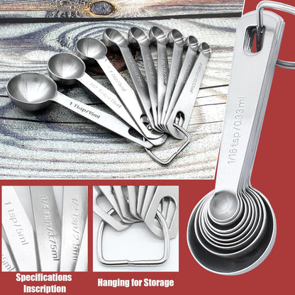 Luomorgo 4 Pc Set Measuring Spoons - Stainless Steel, 1/64, 1/32, 1/16, 1/8 tsp for Dry & Liquid Ingredients