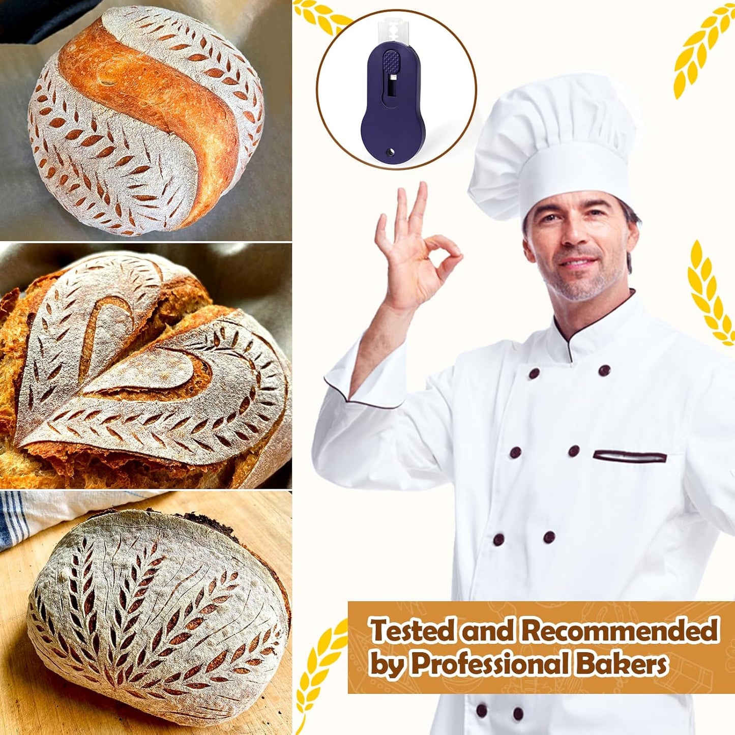 XANGNIER Extractable & Magnetic Bread Lame Dough Scoring Tool,Sourdough Scoring Tools,Bread Dough Cutter Slashing Razor Tool,5 Razor Blades,Bread Baking & Making Tools Supplies Accessories