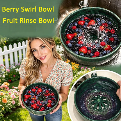 Berry Swirl Bowl, Self Spinning Berry Washing Bowl, Berries Rinse and Drain Bowls with Vortex Washing Design, Fruit Washer Colander, Dynamic Swirl Cleaning Basket for Fruit Lovers (1pc)
